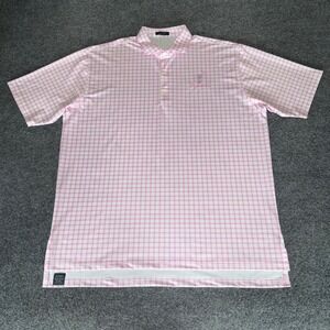 Turtleson‎ Golf Polo Shirt Mens XL Pink Gingham Performance Casual Short Sleeve